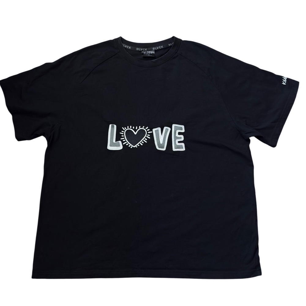 Blvck Paris x Keith Haring Love Heart Black Graphic T-Shirt Mens Streetwear FF14